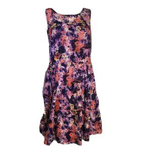 Venus Dress Womens Size M Purple Pink Tie Dye Pattern Lace Overlay Sleeveless